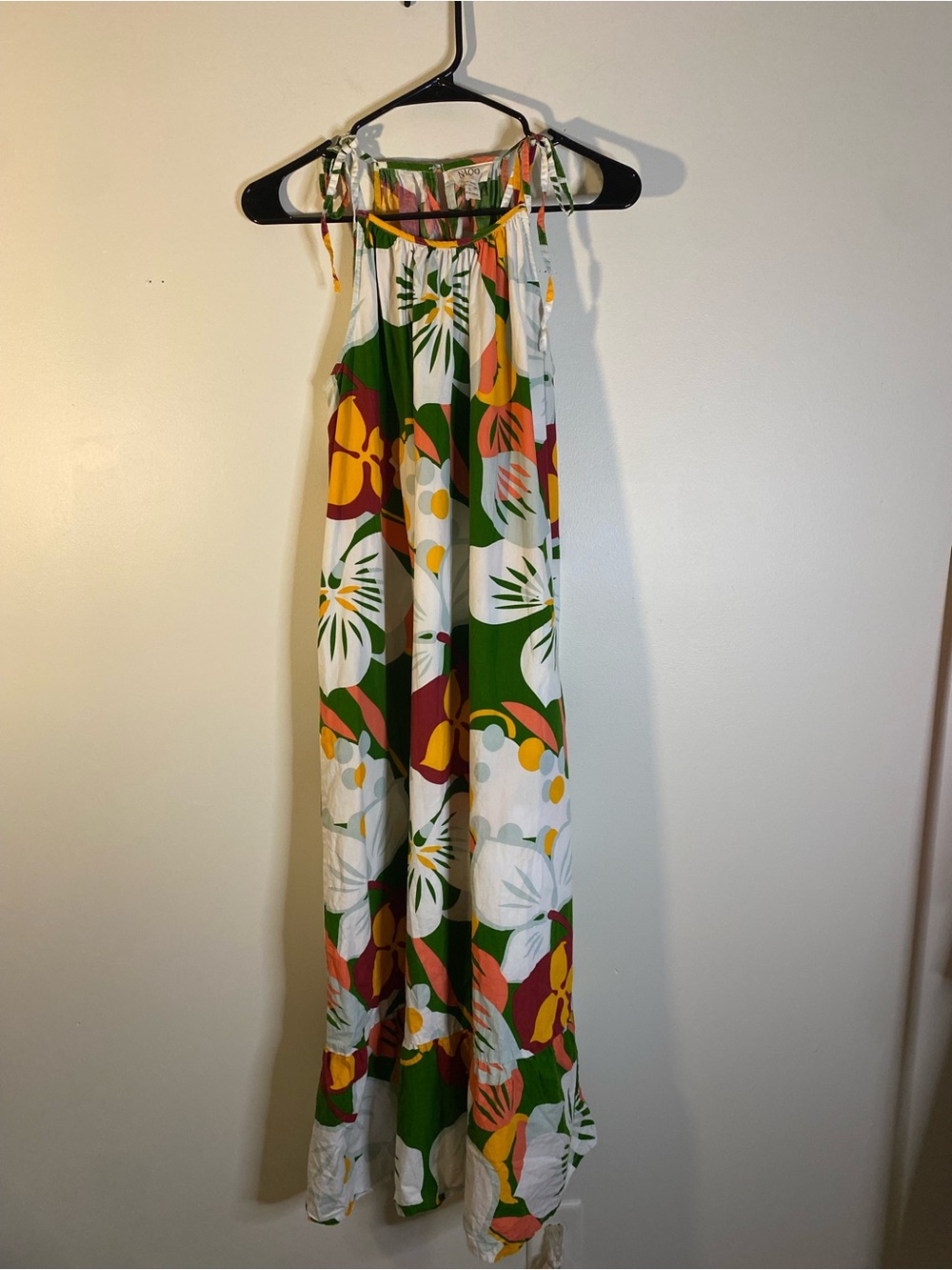 Tropical Floral Maxi Dress in White & Green
